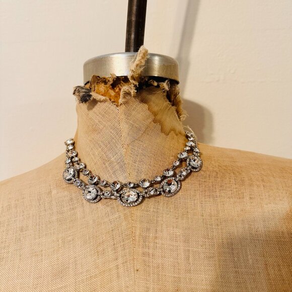 Givenchy Silvertone Swarovski Crystal Necklace Choker & Earrings Set New without - Picture 2 of 7